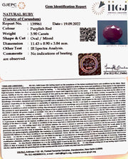 3.90/CT Natural Neo Burma Ruby with Govt. Lab Certificate-4551